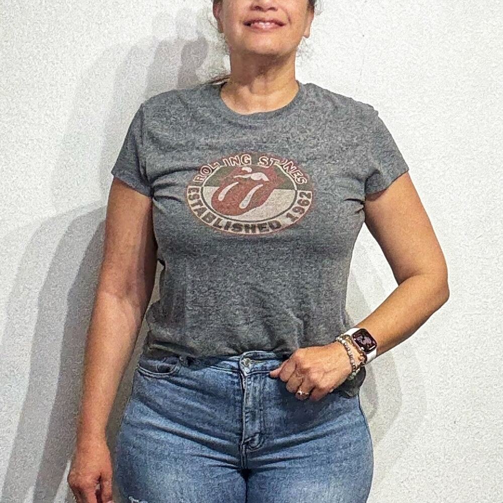 Rockware Gray Rolling Stones Tongue Graphic Short Sleeve Tee Sz XXL